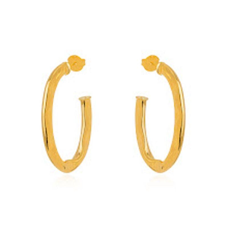 BRINCO ARGOLA DETALHADA EM BANHO DE OURO 18K