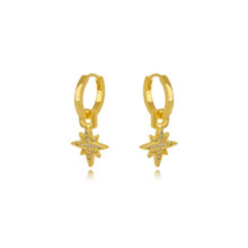 BRINCO ARGOLA ESTREAL MICRO ZIRCÔNIA EM BANHO DE OURO 18K