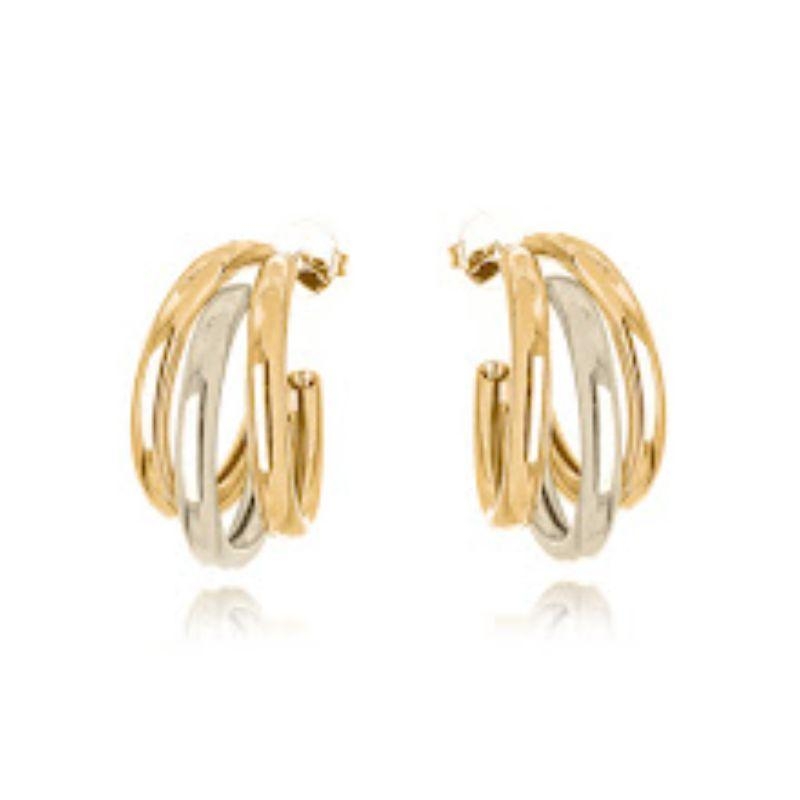 BRINCO ARGOLA FILEIRAS BICOLOR - G COM MISTURA DE BANHO