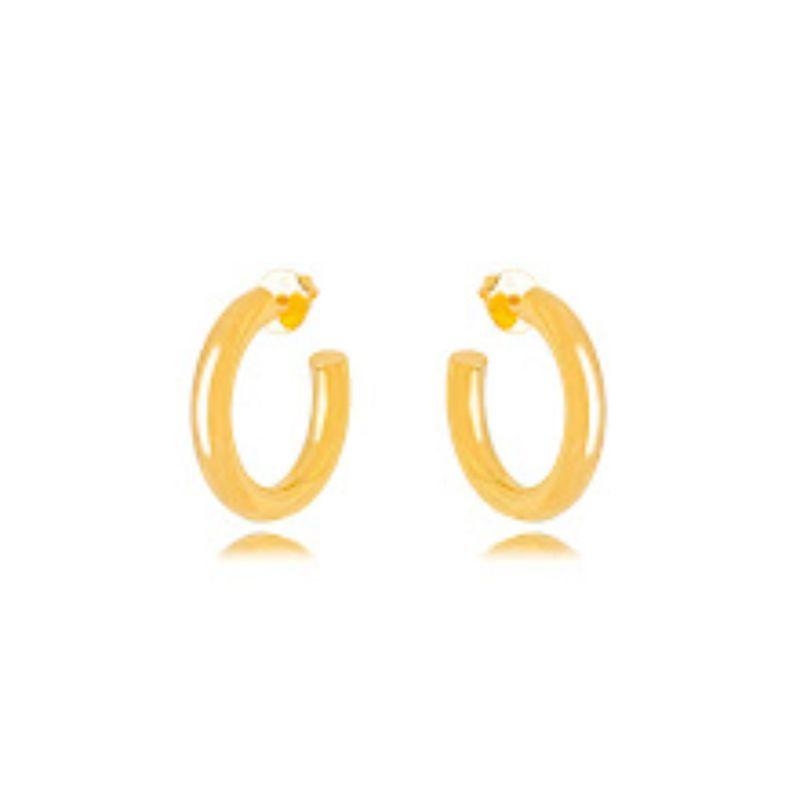 BRINCO ARGOLA LISA EM BANHO DE OURO 18K
