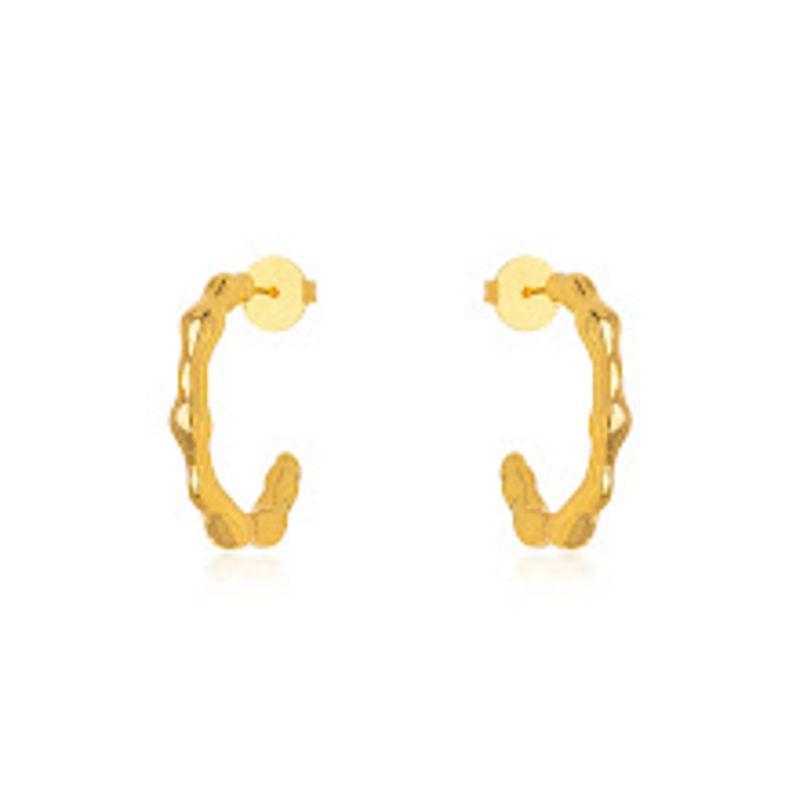 BRINCO ARGOLA ORGÂNICO EM BANHO DE OURO 18K