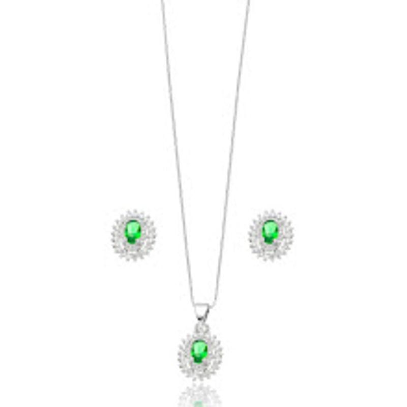 CONJUNTO OVAL CRAVEJADO ESMERALDA