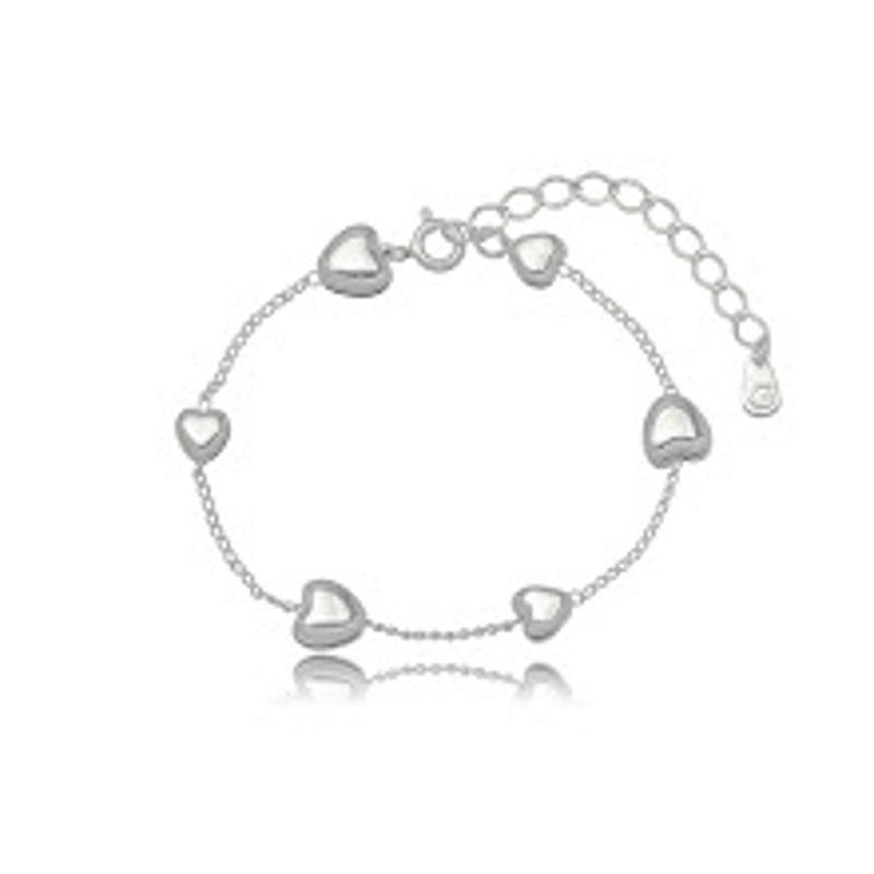 PULSEIRA CORAÇÃO LISO EM BANHO DE RÓDIO BRANCO