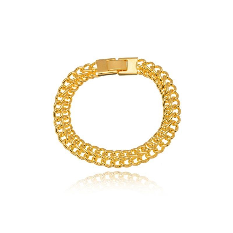 PULSEIRA ELOS LISOS EM BANHO DE OURO 18K