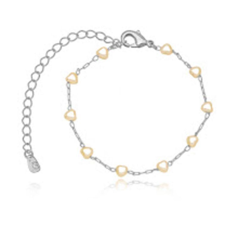PULSEIRA PÉROLA CORAÇÃO LISA EM BANHO DE RÓDIO BRANCO