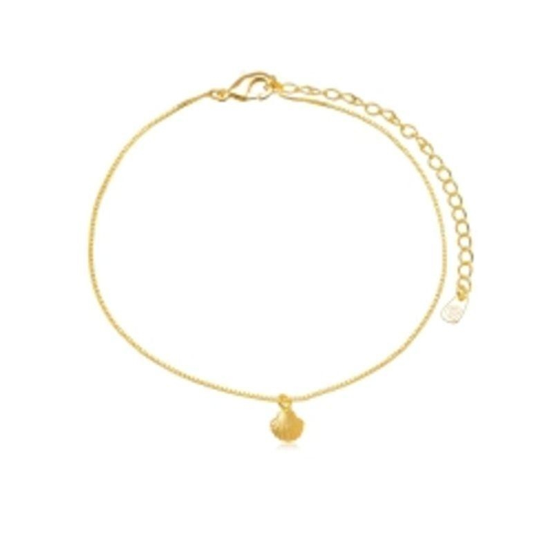 TORNOZELEIRA CONCHA LISA EM BANHO DE OURO 18K