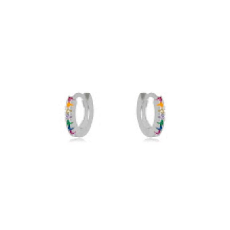 BRINCO ARGOLA MICRO ZIRCÔNIA COLORIDA - PP PRATA 925