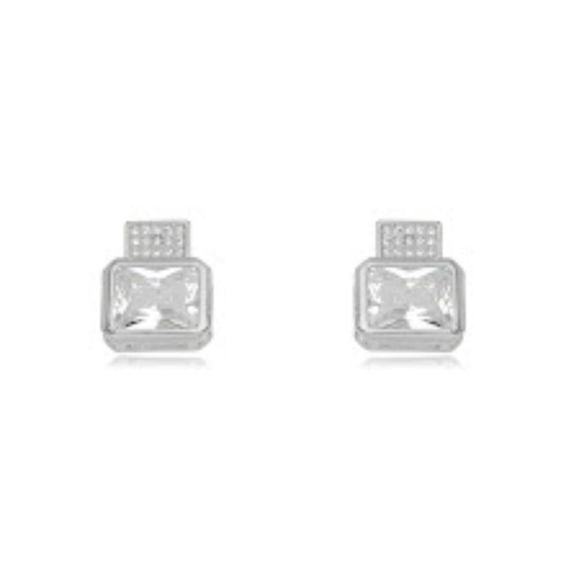 BRINCO CRISTAL CRAVEJADO EM BANHO DE RÓDIO BRANCO