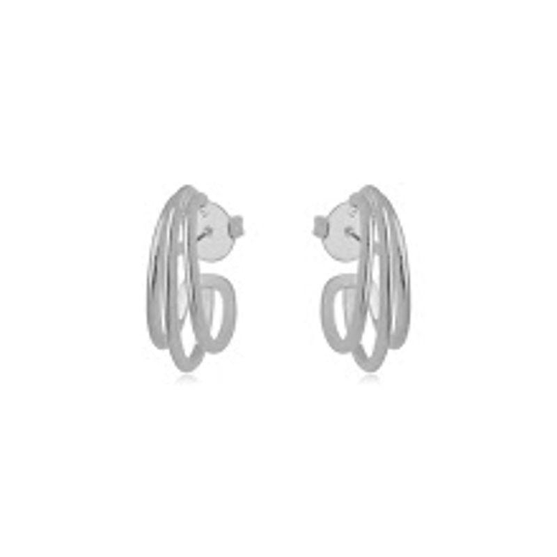 BRINCO EAR HOOK FILEIRAS LISA EM BANHO DE RÓDIO BRANCO