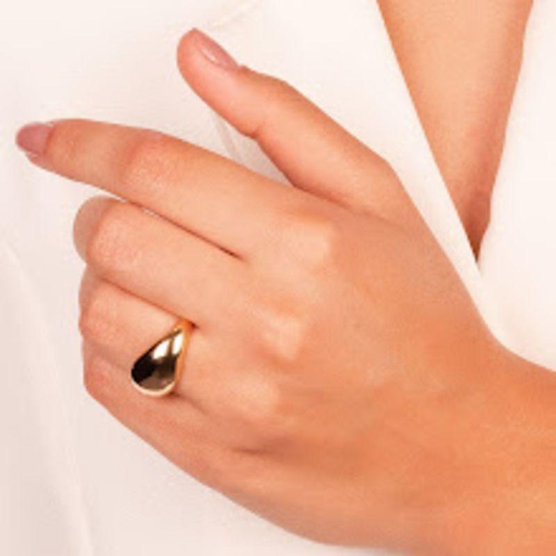 ANEL ABALOADO LISO EM BANHO DE OURO 18K
