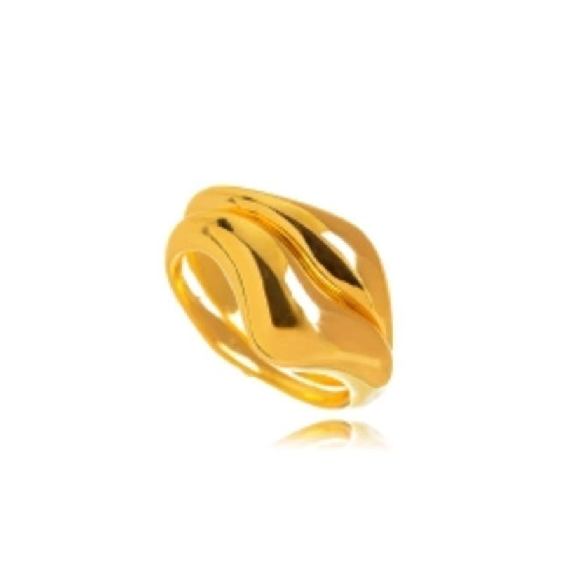 ANEL DUPLO LISO EM BANHO DE OURO 18K