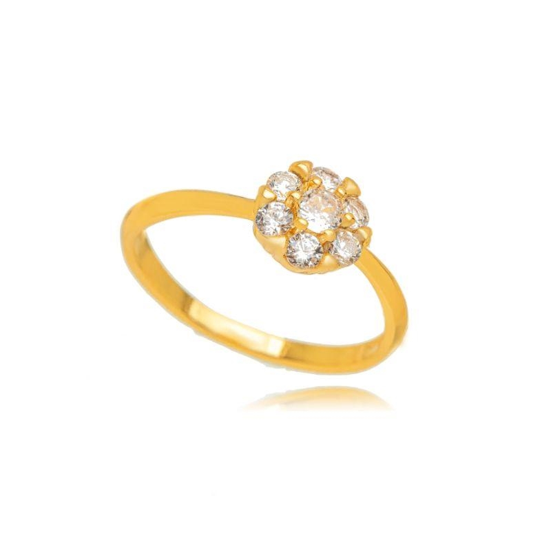 ANEL SOLITÁRIO CRISTAIS EM BANHO DE OURO 18K