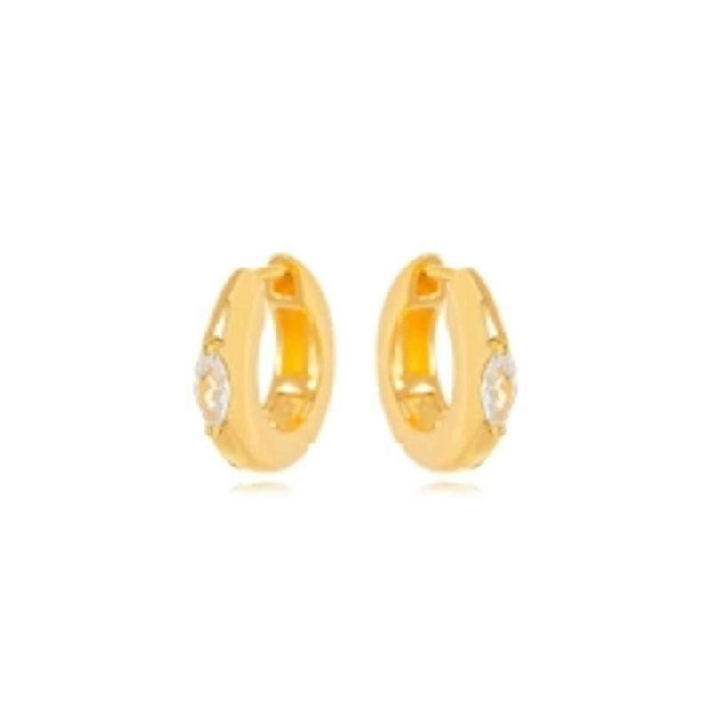 BRINCO ARGOLA CRISTAL EM BANHO DE OURO 18K