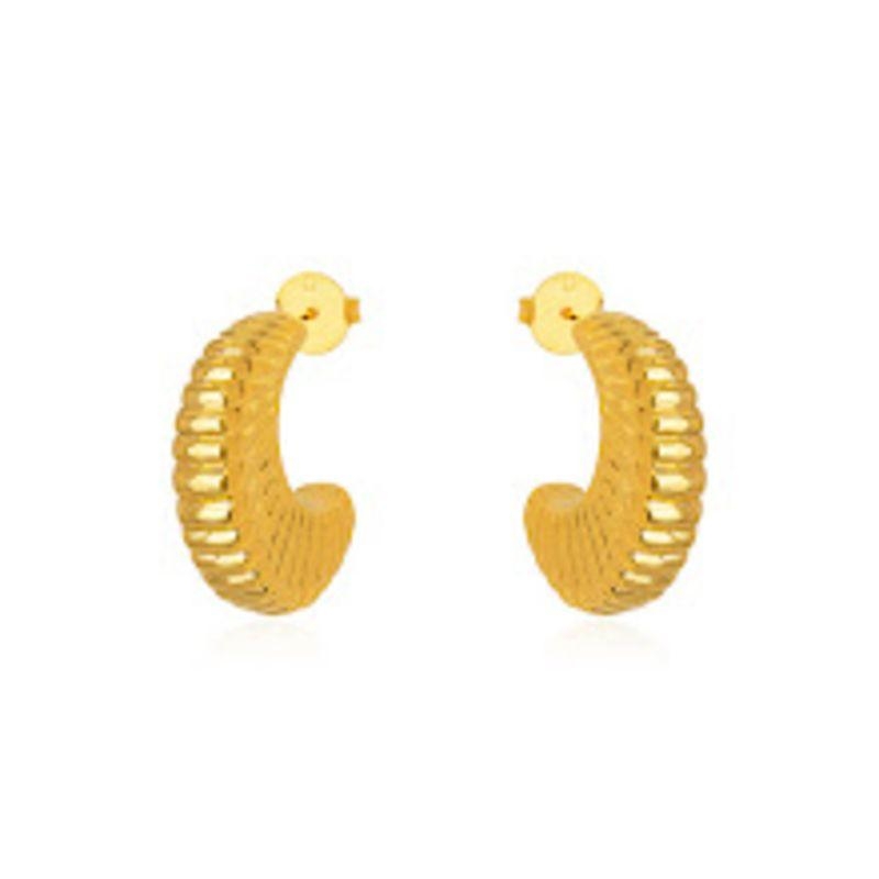 BRINCO ARGOLA MEIA LUA EM BANHO DE OURO 18K