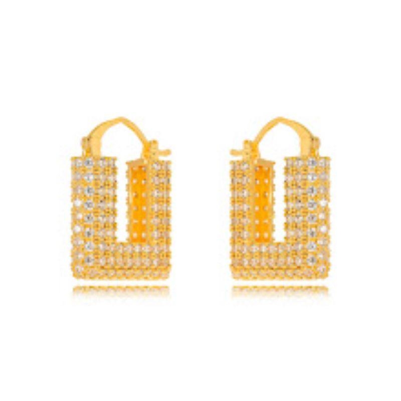 BRINCO ARGOLA MICRO ZIRCÔNIA EM BANHO DE OURO 18K