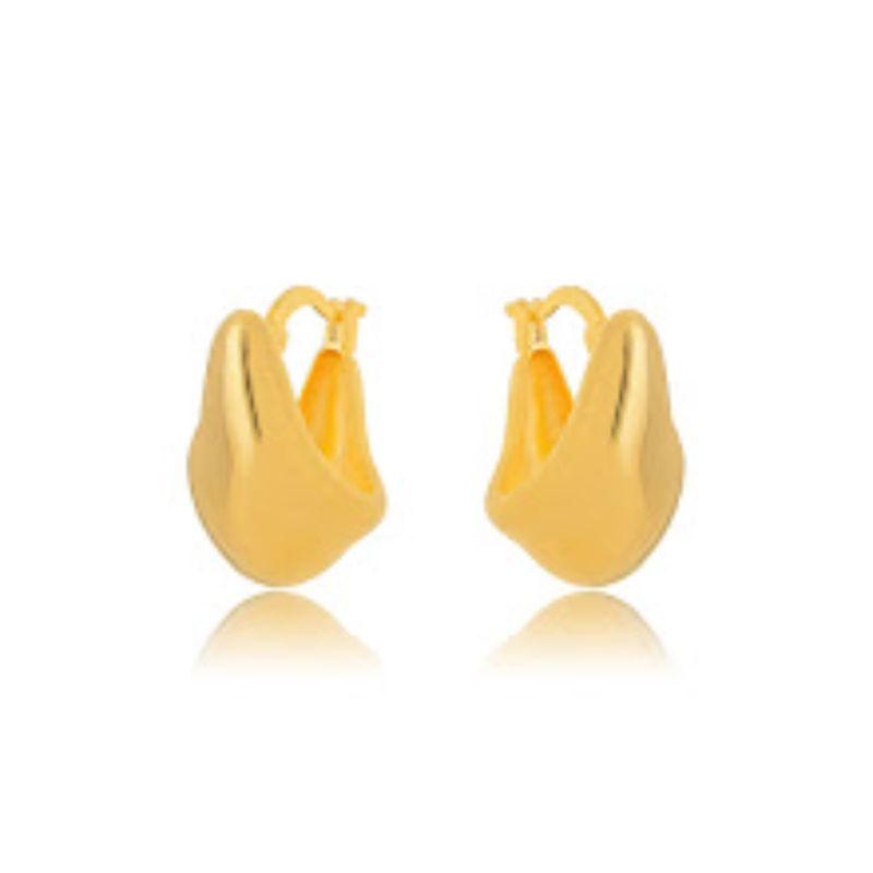 BRINCO ARGOLA ORGÂNICA EM BANHO DE OURO 18K