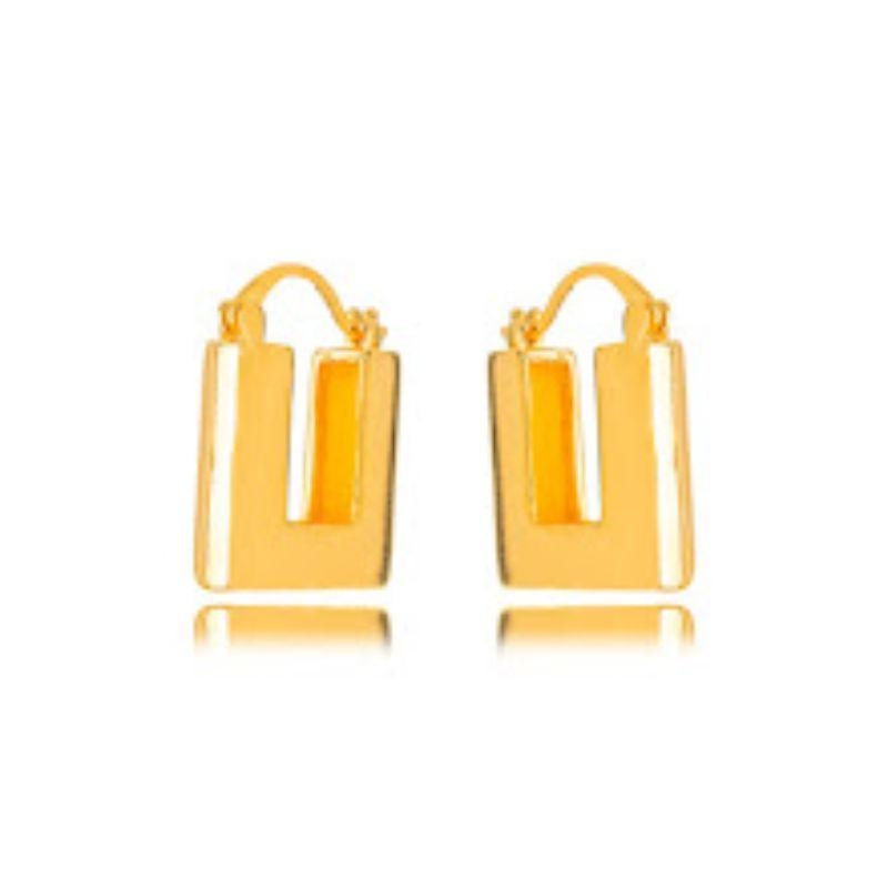 BRINCO ARGOLA QUADRADA LISA EM BANHO DE OURO 18K