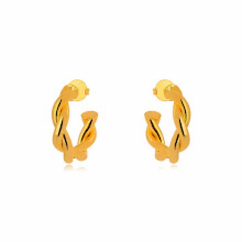 BRINCO ARGOLA TORCIDA EM BANHO DE OURO 18K