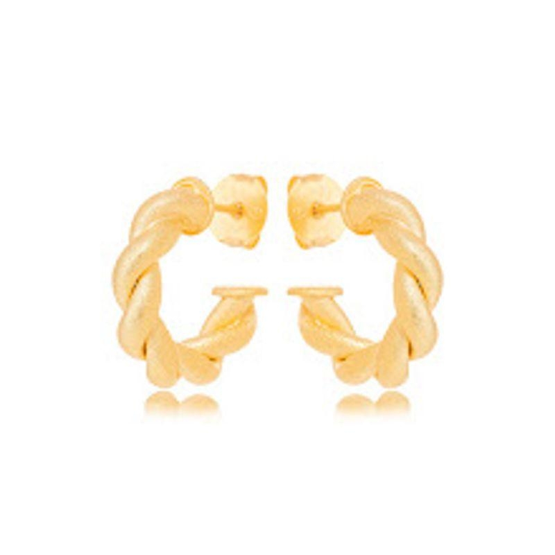 BRINCO ARGOLA TORCIDA FOSCA EM BANHO DE OURO 18K