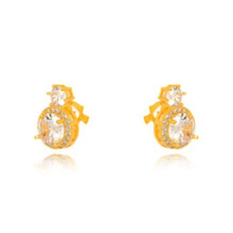 BRINCO DE PRESSÃO CRAVEJADO CRISTAL EM BANHO DE OURO 18K