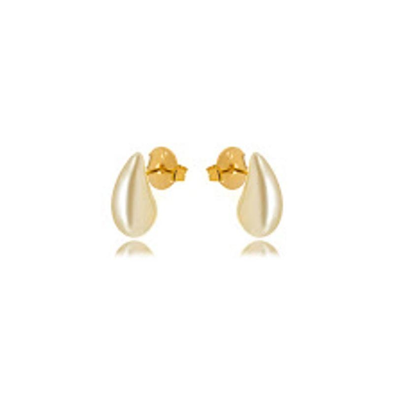 BRINCO GOTA PÉROLA LISA EM BANHO DE OURO 18K
