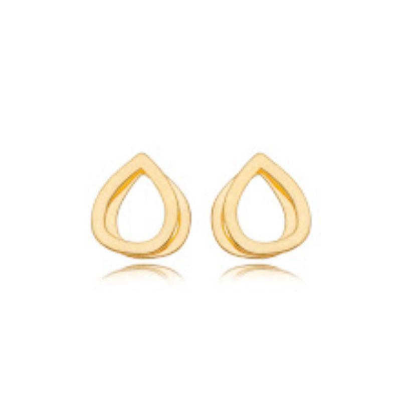 BRINCO GOTA VAZADA LISA EM BANHO DE OURO 18K