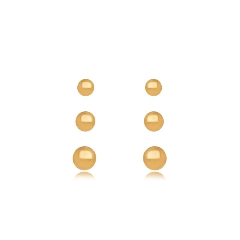 BRINCO TRIO ESFERA EM BANHO DE OURO 18K