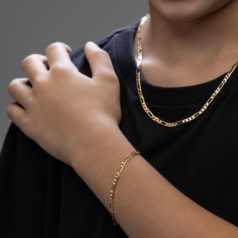 COLAR INFANTIL 3X1 PIASTRINI MENINO EM BANHO DE OURO 18K