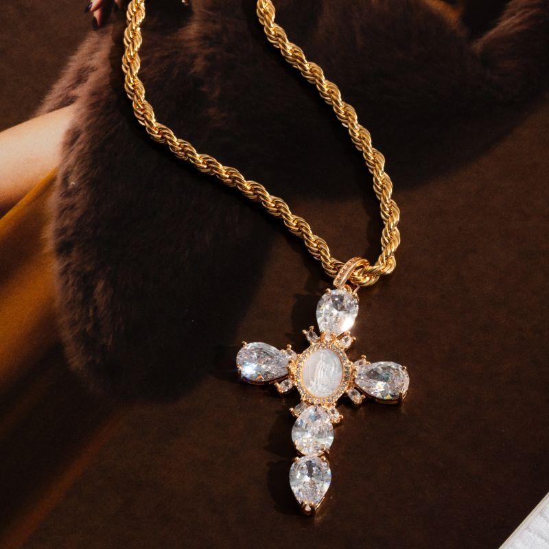 COLAR CHOKER CORDÃO BAIANO CRUZ CRAVEJADO CRISTAL EM BANHO DE OURO 18K
