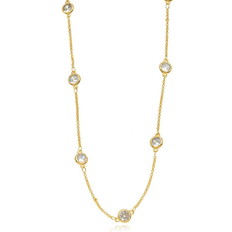 COLAR CHOKER CRISTAIS EM BANHO DE OURO 18K