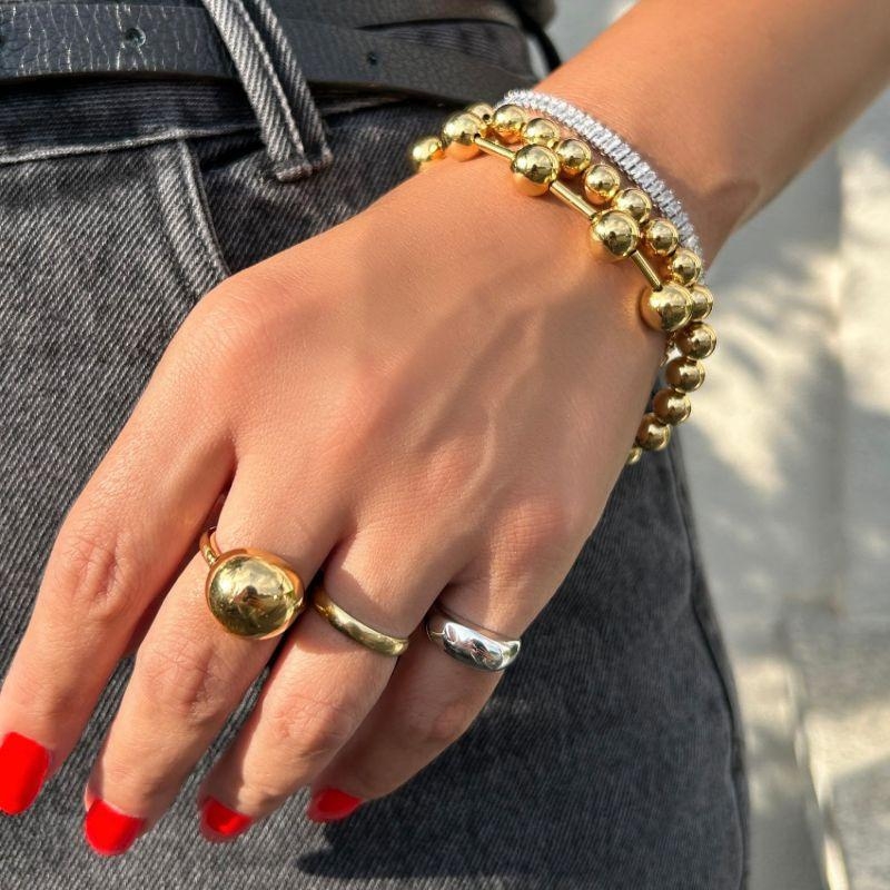 PULSEIRA ESFERAS LISA EM BANHO DE OURO 18K