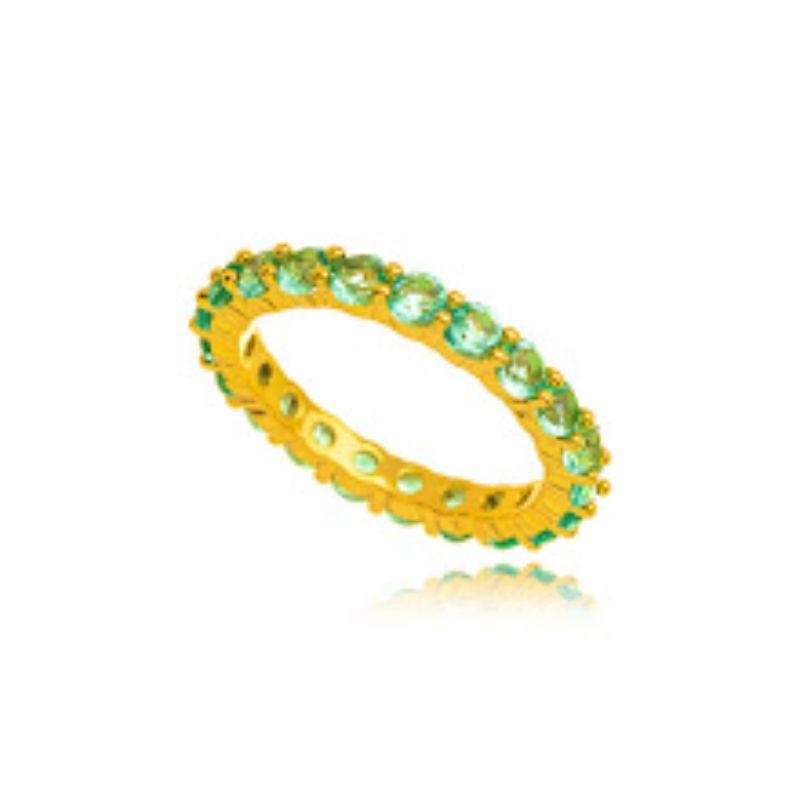 ANEL APARADOR CRISTAIS EM BANHO DE OURO 18K