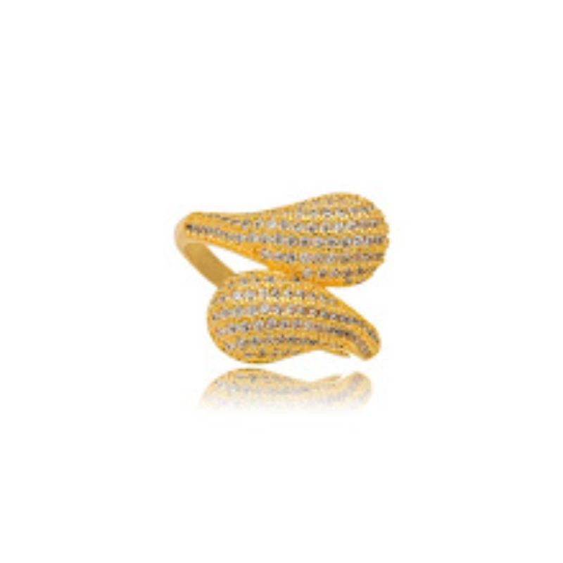 ANEL GOTA CRAVEJADO EM BANHO DE OURO 18K