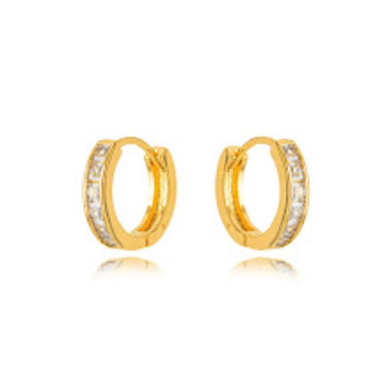 BRINCO ARGOLA CRISTAIS EM BANHO DE OURO 18K