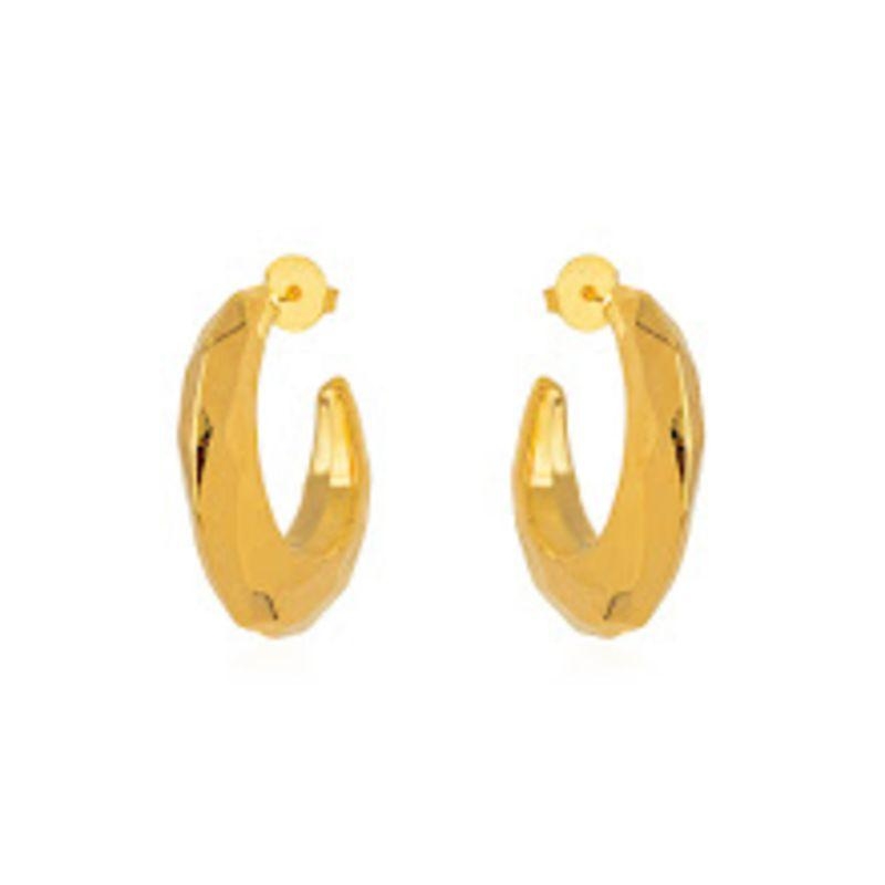 BRINCO ARGOLA DETALHADA EM BANHO DE OURO 18K