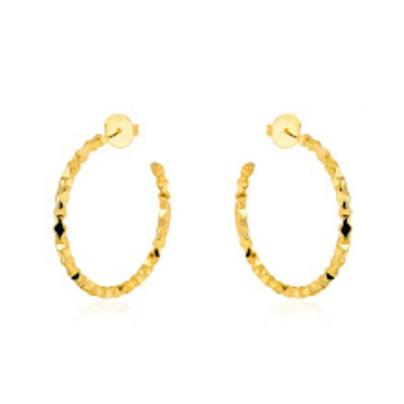 BRINCO ARGOLA DIAMANTADO EM BANHO DE OURO 18K