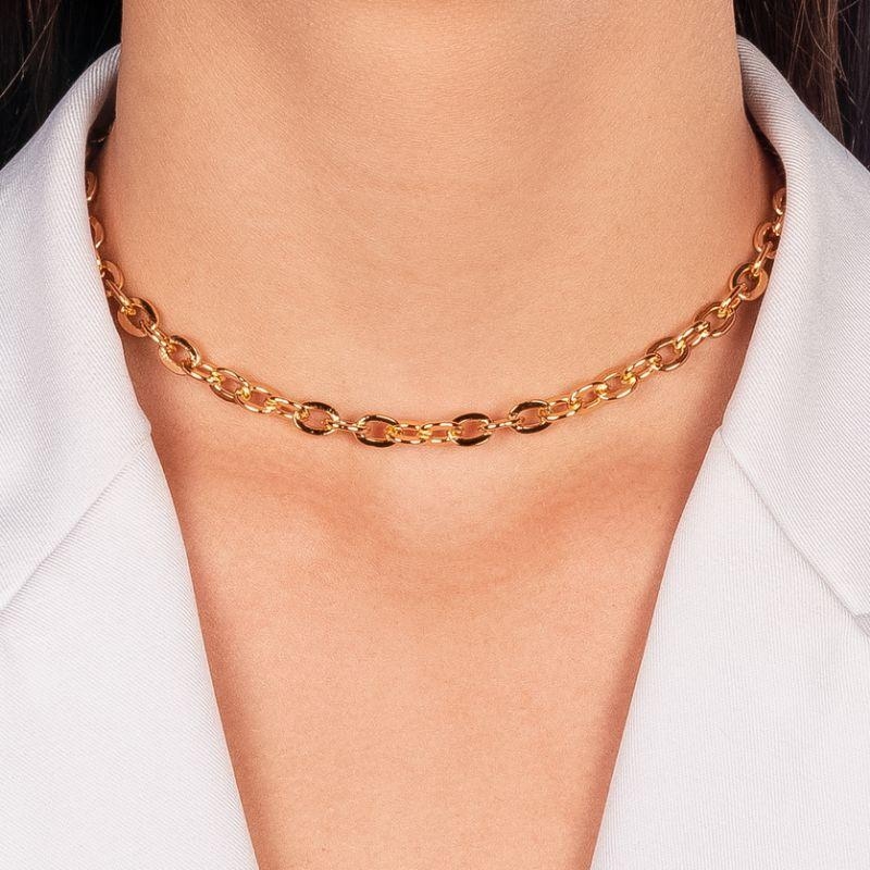 CHOKER ELOS LISOS EM BANHO DE OURO 18K