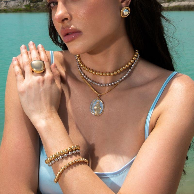 COLAR CHOKER ESFERAS LISAS EM BANHO DE OURO 18K