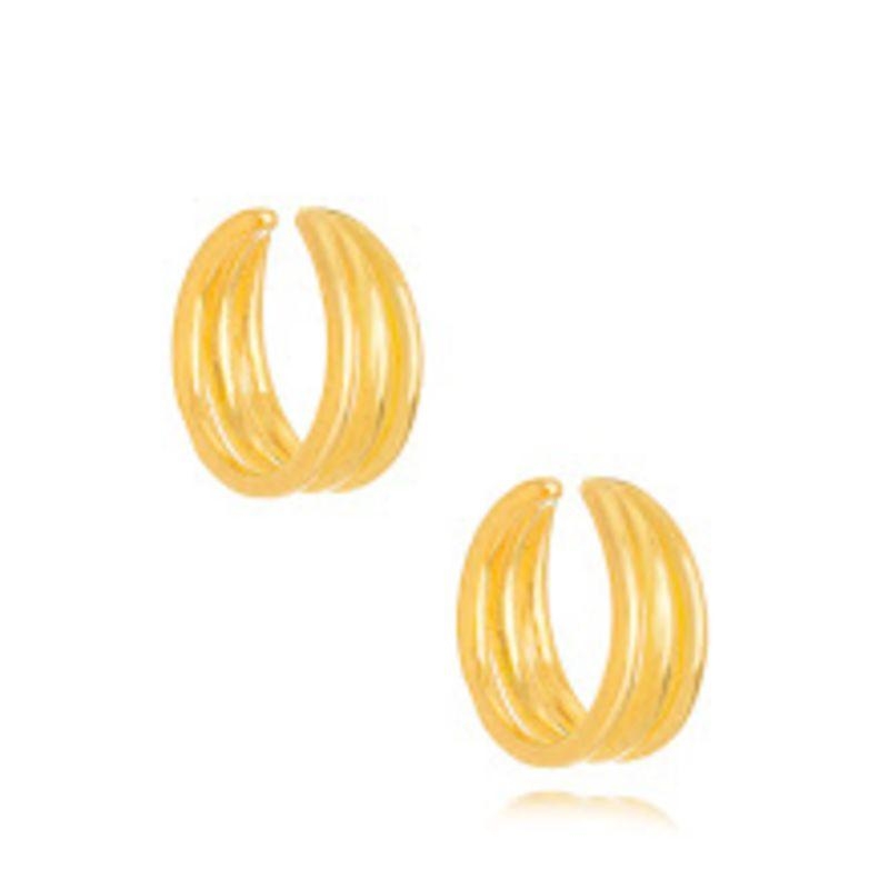 PIERCING DUPLO FILEIRAS LISAS EM BANHO DE OURO 18K