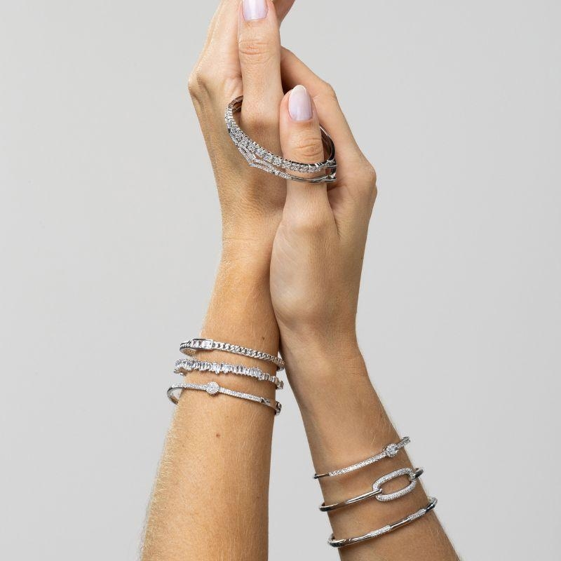 PULSEIRA BRACELETE NAVETE EM BANHO DE RÓDIO BRANCO