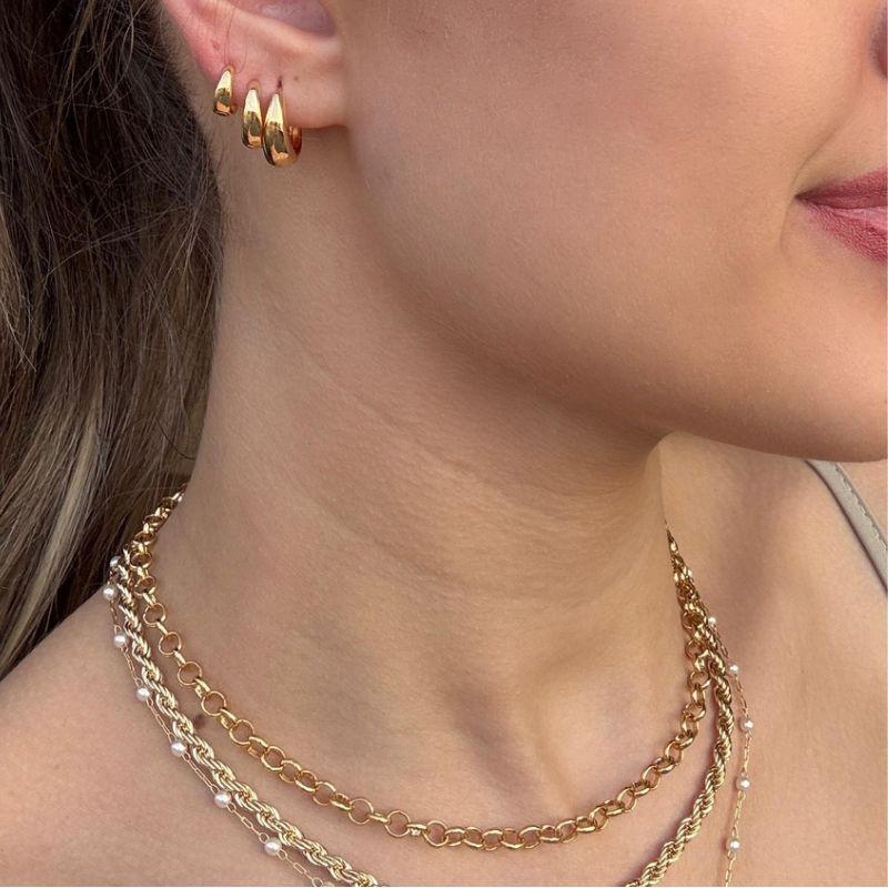 COLAR CHOKER ELOS LISOS EM BANHO DE OURO 18K
