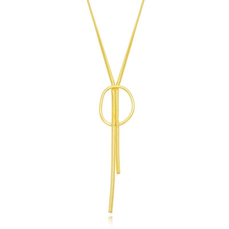 COLAR MALHA ROLIÇA DETALHADO EM BANHO DE OURO 18K