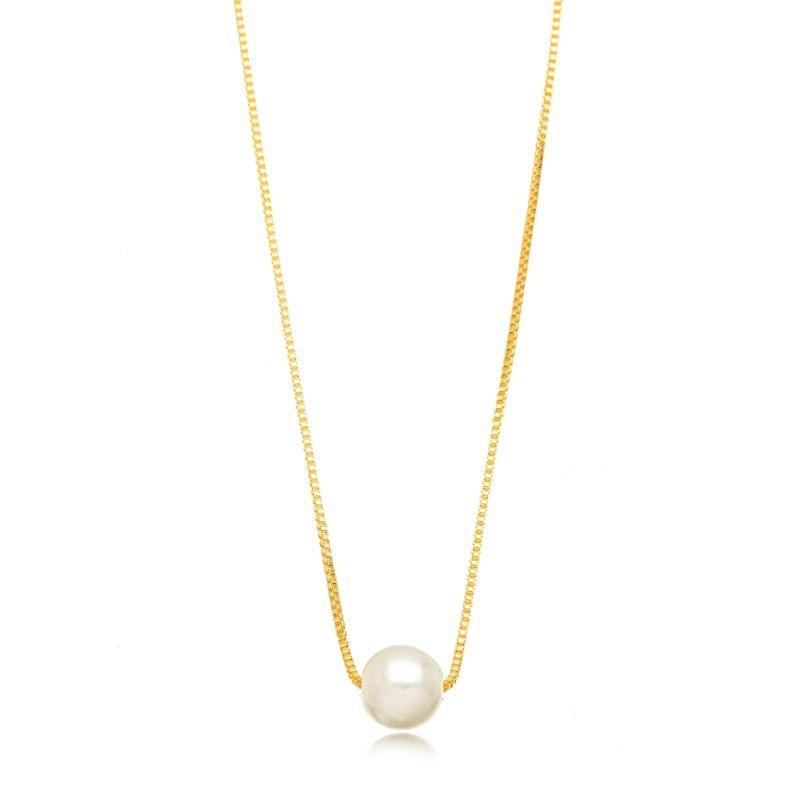 COLAR UMA PÉROLA EM BANHO DE OURO 18K