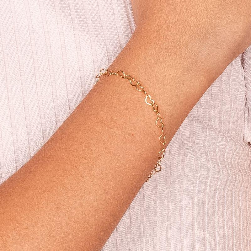 PULSEIRA CORAÇÃO VAZADO EM BANHO DE OURO 18K