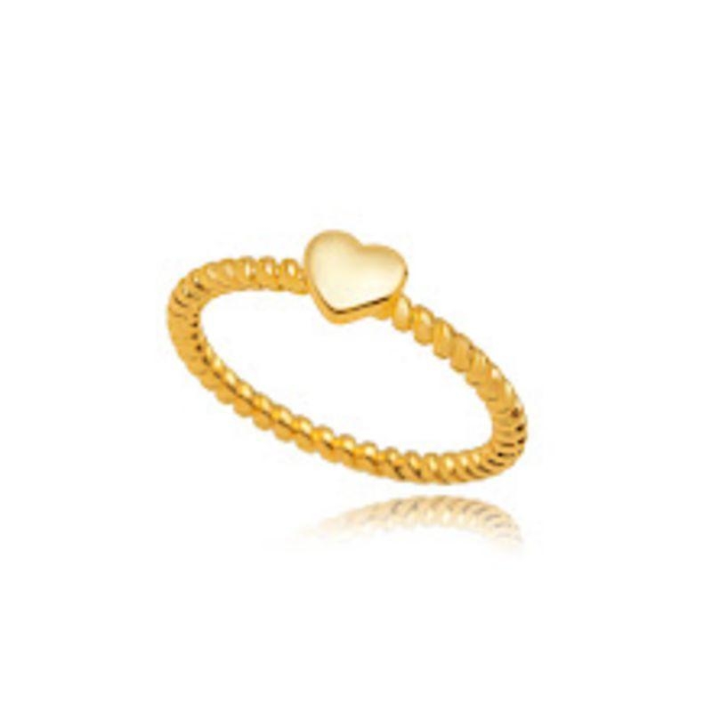 ANEL SLIM CORAÇÃO ARO TRANÇADO EM BANHO DE OURO 18K