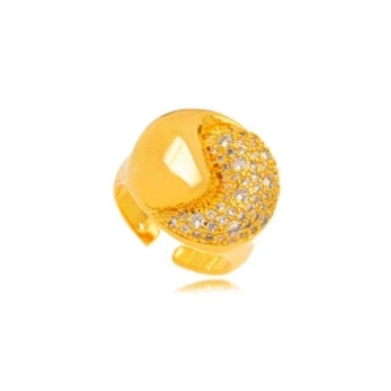 ANEL AJUSTÁVEL COM DESIGN CONVEXO E BRILHO RADIANT - BANHO DE OURO 18K