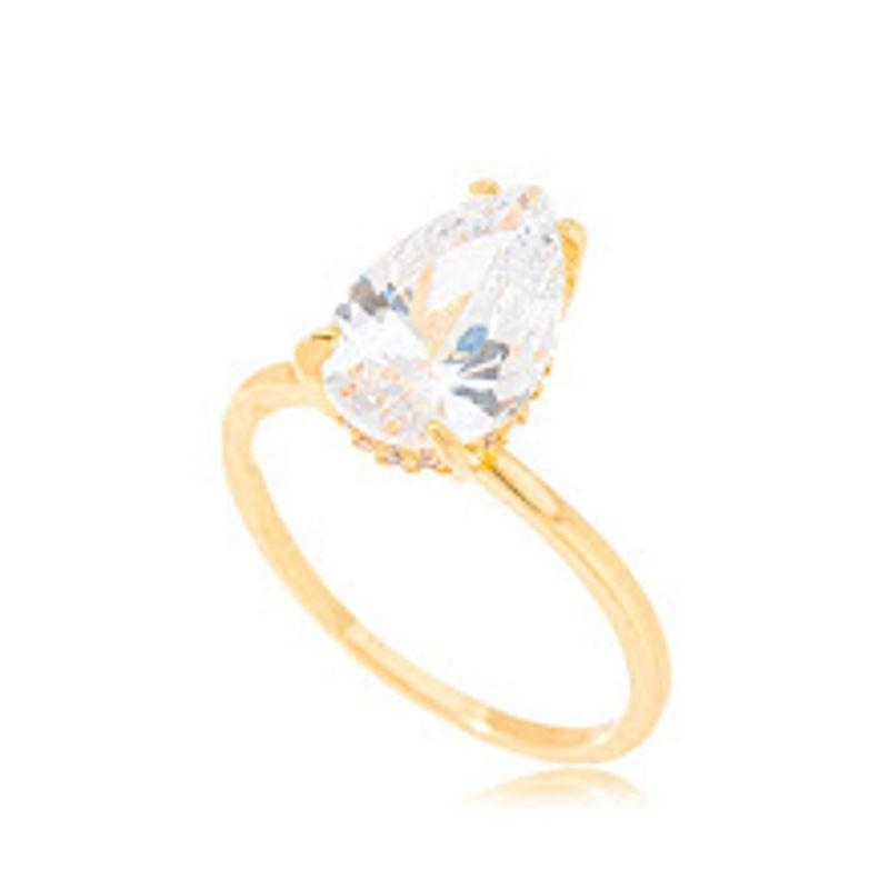 ANEL GOTA CRISTAL EM BANHO DE OURO 18K