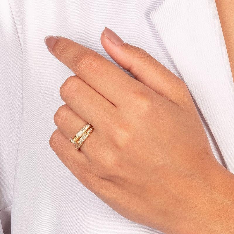 ANEL SLIM PREGO COM MICRO ZIRCÔNIAS EM BANHO DE OURO 18K