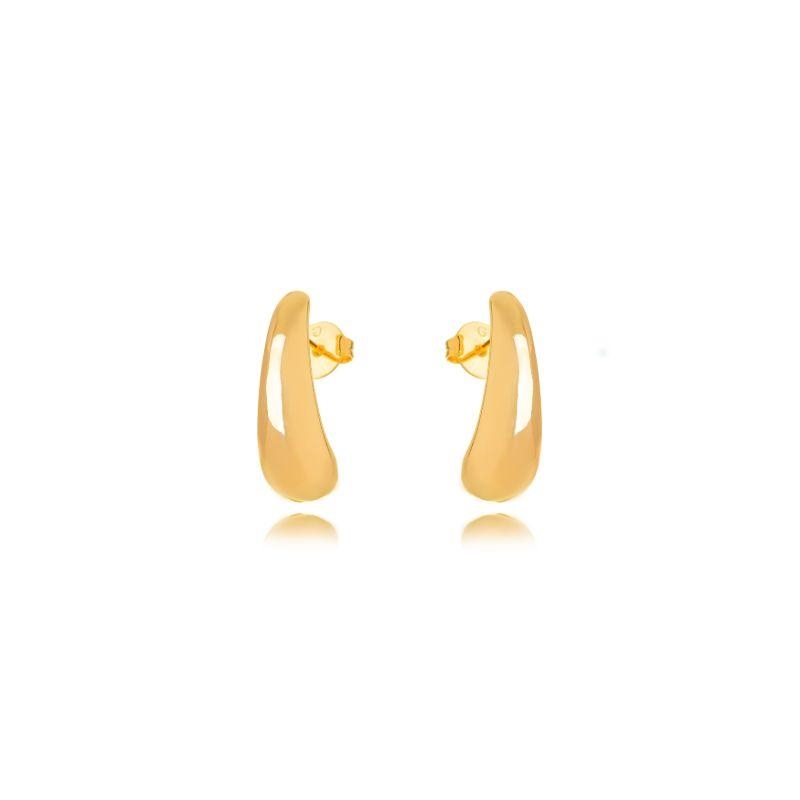 BRINCO ABAULADO CURVO BOLD - BANHO DE OURO 18K