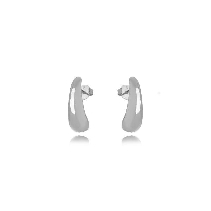 BRINCO ABAULADO CURVO BOLD - BANHO DE RÓDIO BRANCO